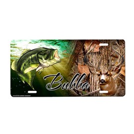 Deer and Bass Personalized Novelty Car Tag Sign