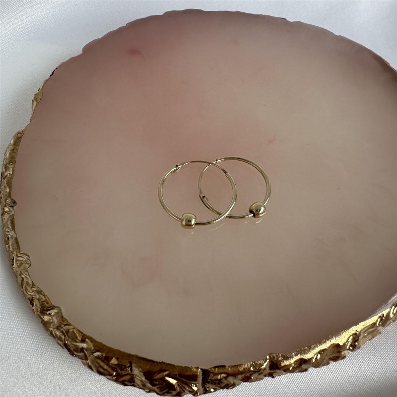 jewellerybox 9ct Yellow Gold Hoop Earrings with 3mm Bead