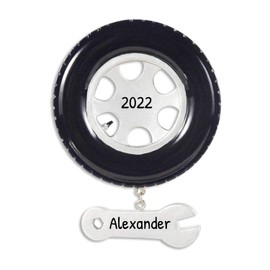 Personalized Auto Mechanic Ornaments Christmas 2024 - Car Ornaments for Christmas Tree, Handyman Ornament, Tool Christmas Ornaments, Car Mechanic Gifts - Tire & Wrench - Free Customization