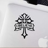 Decal Stickers of I Believe Christian Cross (Black) (Set of