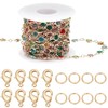 Beebeecraft 5m Colorful Crystal Chain Gold Plated Brass Round Glass