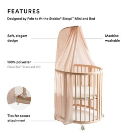 Stokke Sleepi Canopy by Pehr V3, Blush - Compatible with Sleepi Drape Rod V3 - Available in Numerous Colors - Oeko-Tex Standard 100
