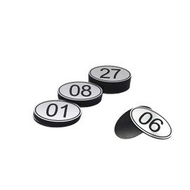 ABS Engraved 30mm x 50mm Oval Table Numbers (1-50) Pubs Restaurants Clubs - Silver - 1 to 50
