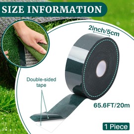 Gersoniel 1 Roll 2 in x 65.6 ft Double Sided Turf Tape for Artificial Grass Rug Self Adhesive Artificial Turf Tape for Lawn Garden Carpet Connecting Outdoor Carpet
