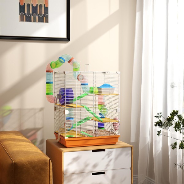 Vivastate Interactive 5-Tier Hamster Cage with Tubes and Tunnels, Portable
