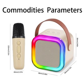 YDCZTYGY Portable Mini Karaoke Machine with 2 Wireless Microphone Blue Tooth Music Glitter Speaker Funny Gifts for Kids Singing Toys （Blue）