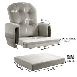 HOMBYS Glider Rocker Replacement Cushions 5 PCS with Storage Side Pocket, Velvet Fabric, Foam & Microfiber Filling, Non-Slip & Washable,Thickened & Supportive for Glider Rocking Chair-Khaki