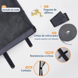 Mosquitera Magnética para Puertas,Cortina Malla,Junta magnética de arriba a abajo con cierre automático,con Nylon Tiras de Almacenamiento en los Lados,Cinta Sin Taladros (negro, 90 x 210 cm)