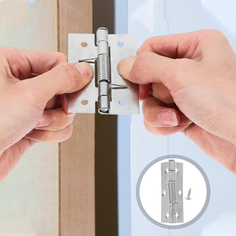 Operitacx 2pcs Stainless Steel Self Closing Door Hinges Durable Replacement