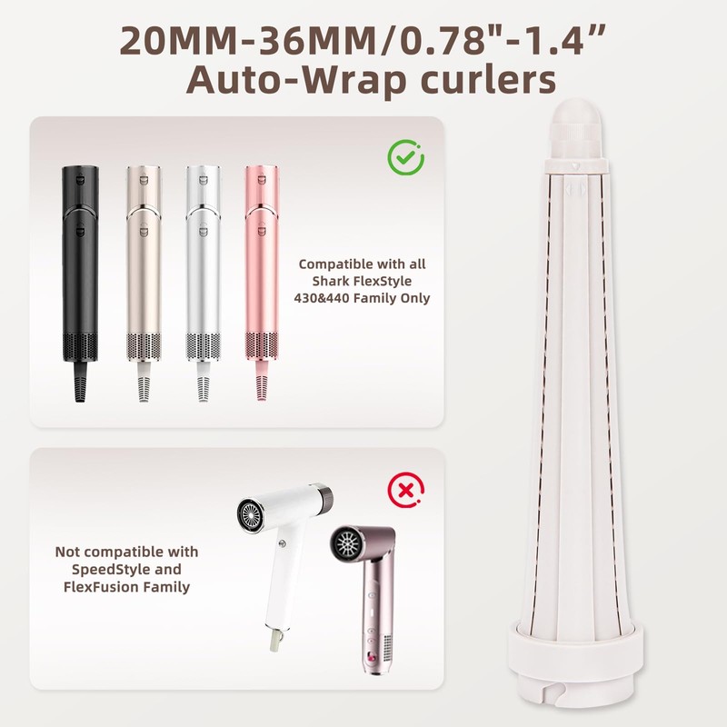 GENCAM 0.78in-1.4in Conical Long Barrels Attachment for Shark FlexStyle HD430/HD435/HD440BK,