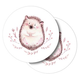 #60647 Runde Vinyl-Aufkleber, 10 cm, niedlicher Baby-Igel, Aquarell, für Laptops, Tablets, Gepäck, Scrapbooking, Kühlschränke, 2 Stück