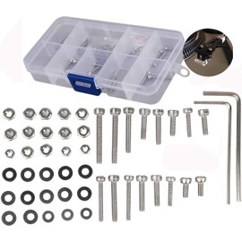 50Pcs/Set Universal Turntable Headshell Cartridge Mounting: Stainless Steel Hex Socket Head Screws, Bolts, Nuts, Metal Washers & Wrenches - Cartridge Mounting Screws - For Phonograph Parts