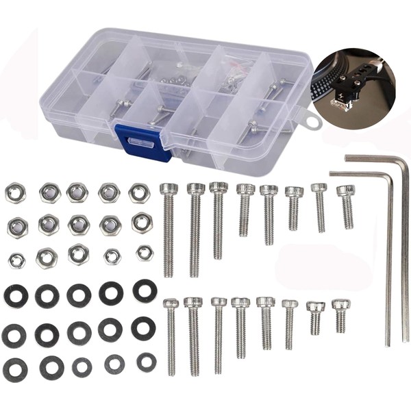 50Pcs/Set Universal Turntable Headshell Cartridge Mounting: Stainless Steel Hex Socket