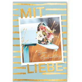 Verlag Dominique Birthday Card with Text Bouquet in Letter Box with Envelope