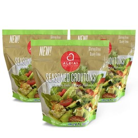 Aleia’s Best. Taste. Ever. ALEIA'S BEST. TASTE. EVER. Seasoned Croutons - 5.5 oz / 3 Pack – for Salads and Soups, Gluten-free, Dairy-free, Soy-free, Low Sodium, No MSG, Preservatives, Kosher