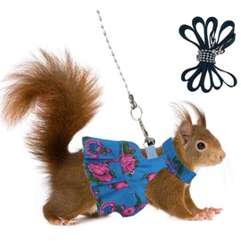 Guinea Pig Harness Skirt Clothes and Leash, Adjustable Hamster Ferret Harness and Leash Set, No Pull Walking Vest for Ferrets, Chinchillas and Similar Small Animals (Blue, M)