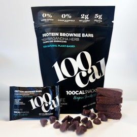 Protein Bar Chocolate Brownie | High Protein High Fiber Keto Snacks for Gut Health, Gluten Free Chocolate Snacks with Organic Ingredients for Weight Loss, Vegan Protein Bars with MCT Oil and Ashwagandha, Wholesome Yum Clean Protein Bars 100 Calories each | Low Calorie, Low Carb Snacks | Contains 8 Units | 100 Cal Snacks
