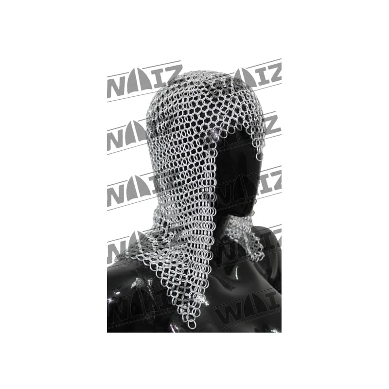 WAIZ Medieval Knights Butted Aluminium Chain Mail Coif Ring Maille
