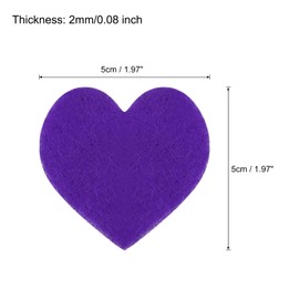sourcing map Felt Heart Shape Heart Pom Pom Valentine's Day Hearts Craft 2Inch x 2Inch for Home Decor Party Crafting Art, Purple, Pack of 100