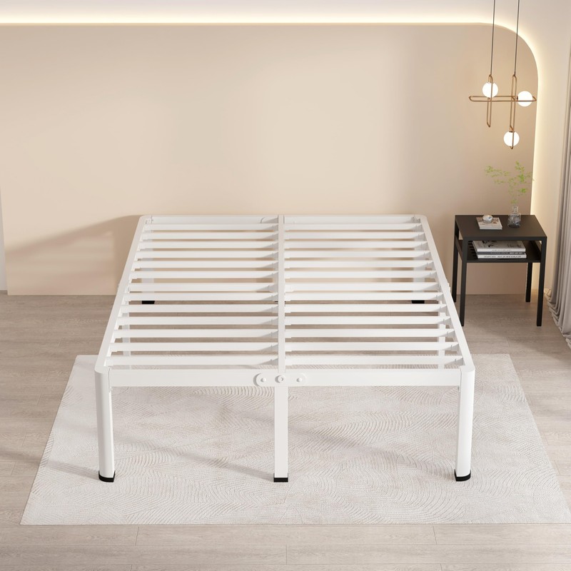 MAF 18 Inch Queen Size Bed Frame White with Round