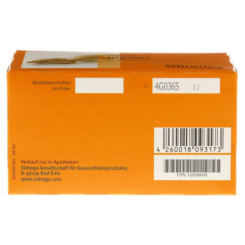 Sidroga Ingwer: Ingwertee mit würzig-pikanter Note, 20 Filterbeutel mit je