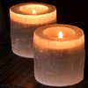 AMOYSTONE Selenite Tealight Holders Natural Crystal Candle Holders Decorative Tealight