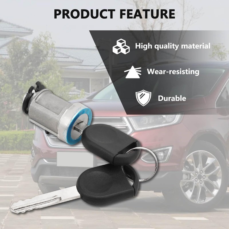 RAMATA Ignition Switch Lock Cylinder with 2pcs Transponder Chip Keys