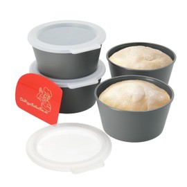 RoyalFay Pizza Ball Box 4 Pieces Made of Super Smooth Plastic with Lid Ingredient Container Fermentation Box Sourdough Container Made in Germany