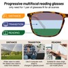 OCCI CHIARI Mens Progressive Multifocus Reading Glasses Transition Bifocal Readers(Brown