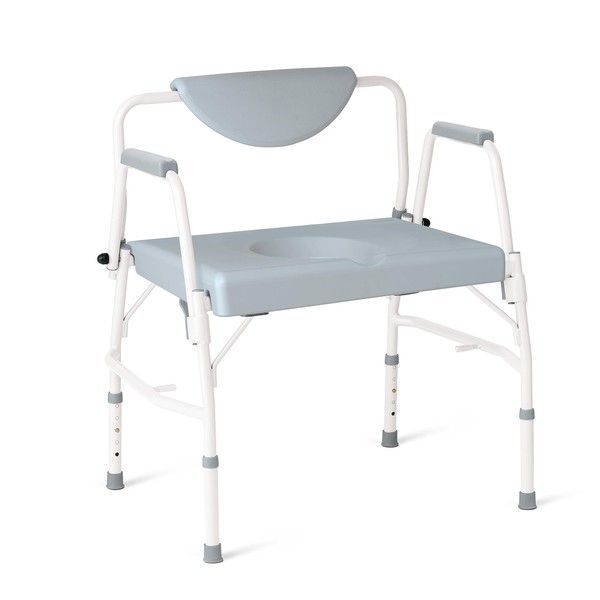 Medline Bariatric Drop-Arm Commode - Heavy Duty Steel Toilet Chair for Disabled and Elderly, 1,000 lb. Weight Capacity