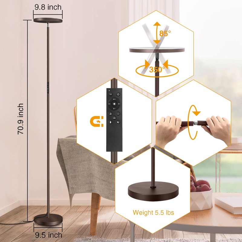 OUTON Floor Lamp, 30W/3000LM LED Modern Torchiere Sky Lamp, Dimmable