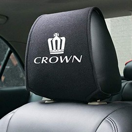 XIAOLINGDANG Car Headrest Cover, Seat Accessory, Custom Embroidered Car Logo, Comfortable Lint to Protect Headrest Cover, Black, 2-Piece Set (Crown)