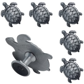 HWAQHDYL 6 Pcs Sea Turtle Shape Knobs Door Handle Cabinet Drawer Cupboard Pull Dresser Single Hole Knobs Handles for Furniture