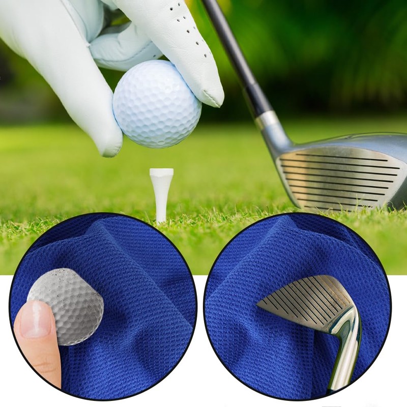 flintronic 4PCS Microfiber Golf Towel 40*40cm Carabiner Clip Waffle Pattern