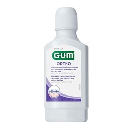 GUM - Enjuague Bucal Ortho para Ortodoncia Antiplaca con Flúor y Aloe Vera, Sabor Menta - Limpieza Profunda y Refrescante - 300 ml