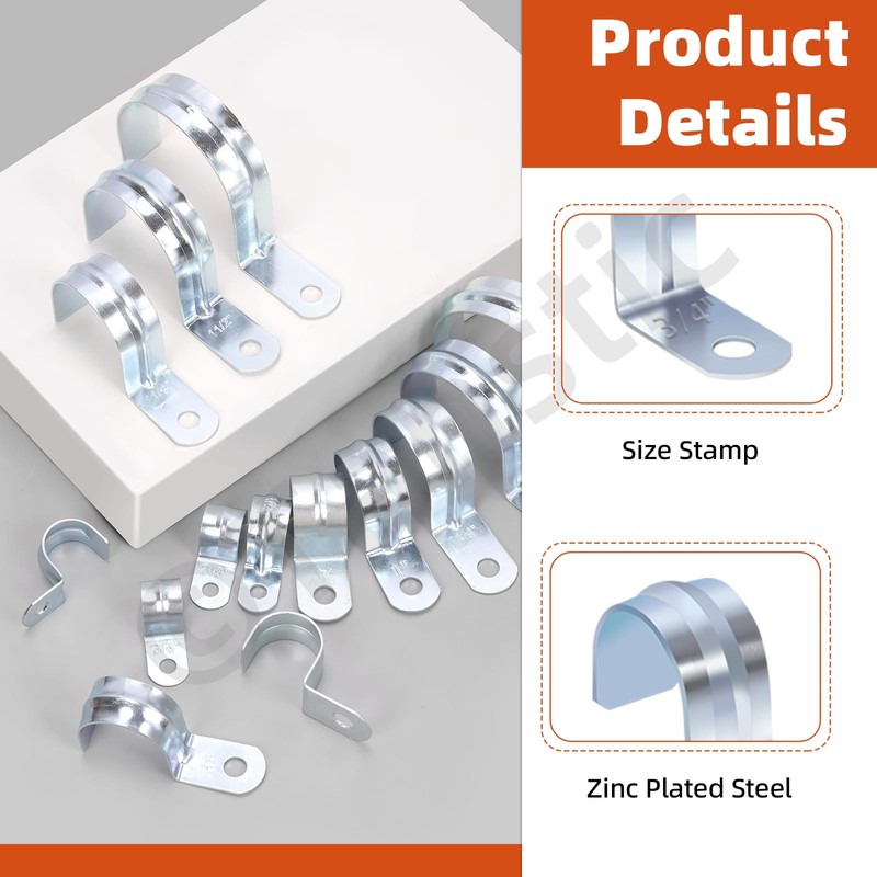 Tanstic 30Pcs 3/4 Inch EMT Pipe Strap Zinc Plated Steel