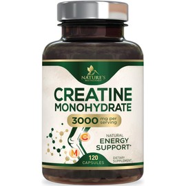 Nature's Nutrition Creatine Monohydrate Capsules 3,000mg Micronized Creatine Supplement Support for Lean Muscle Strength & Endurance, Creatine Pills for Women & Men, Unflavored Tablets Non-GMO Gluten Free ?120 Capsules