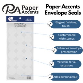 Accent Design Paper Accents Envelope Seals 1 1/8" 18pc Clear Stickers, Decorative Seal Stickers for Envelopes, Ideal for Weddings, Parties, Invitations