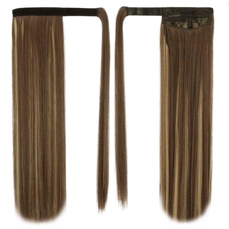 BARSDAR Straight Ponytail Extension - 20 Inch Long Straight Wrap