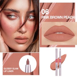 lip liner pencils, Modern Classic Lip Liner, Lip Liner Pigmented Vegan Matte, Lasting Finish Lip Liner, Luxurious Creamy Long Lasting Lip Liner, Prevents Feathering and Fading (06#Peach Red, 1)