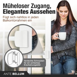 Ante bellum Balcony Door Catch and Handle Set - Exterior Door Handle with Catch, Suitable for Patio and Balcony Doors, Includes Screws, Designed for Easy Installation (Traffic White)