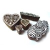 Designer Heart and Floral Designs Wooden Printing Stamps (Set of