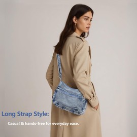 Ausing Crossbody Bag Women's Large Canvas Bag with Zip Jeans Bag Women's Crossbody Bag Women, blue