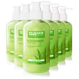 BRUBAKER Cosmetics 6-Pack Liquid Hand Wash Aloe Vera - 6 x 8.1 Fl. Oz. in a Practical Dispenser - Cleans Gently and Moisturizes - for Hygienically Clean Hands