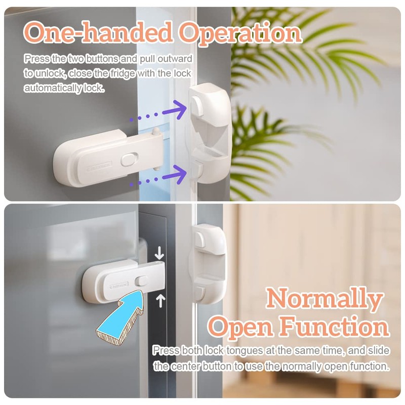 EUDEMON 1 Pack Updated Child Proof Refrigerator/Fridge/Freezer Door Lock Apply