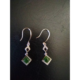 Jade Natural New S925 Sterling Silver Empty Support Earrings Inlaid With HeTian Jade