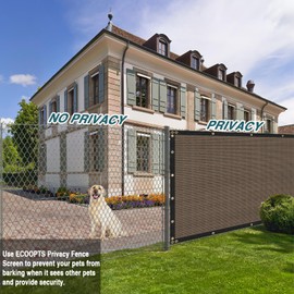 ECOOPTS Privacy Fence Screen Windscreen with Copper Grommets, Fit for Commercial Fence and Residential Garden Outdoor 90% UV Blockage, Cable Zip Ties Included (5'x30', Brown)