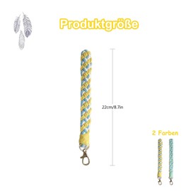 Peysaitr Pack of 2 Women's Key Chains, Short Lanyard, Women's Wristlet Key Ring, Boho Lanyard, Car Key Ring for Women, Yellow Blue + Teal