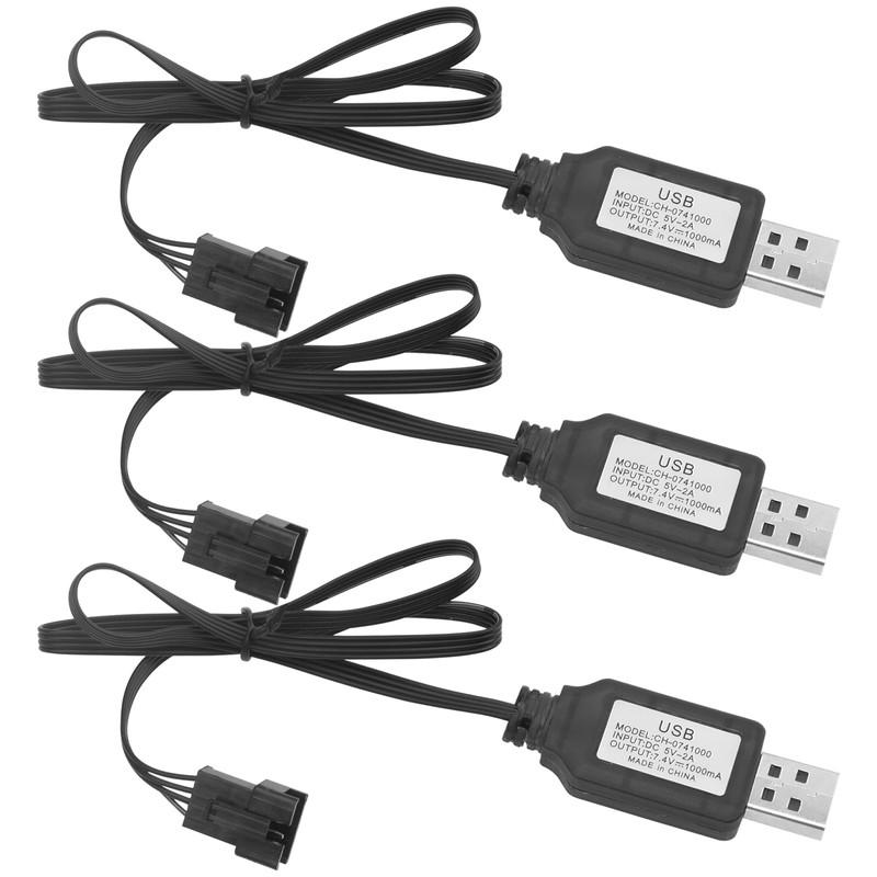 3Pcs Vgoohobby SM-4P Plug Charger 7.4V USB Charging Cable for