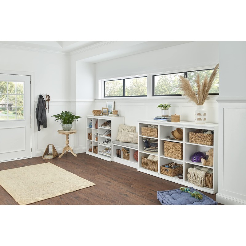 ClosetMaid 1631 Cubeicals 3-Cube Storage Bench, White with Gray Cushion